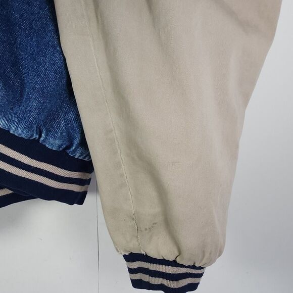 Basic Editions Men's Vtg 90s XL Denim Distressed Colorblock Bomber Jacket - Picture 13 of 16